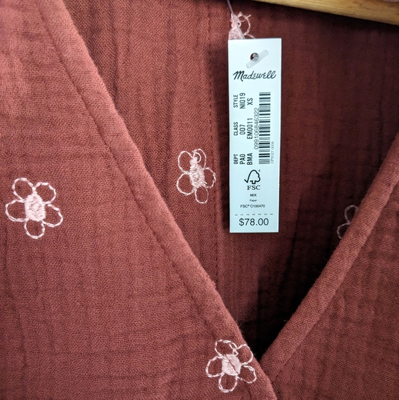 Sold on M! Madewell Lightspun Maira Flower Embroidered Tie Wrap Top - Picture 10 of 16